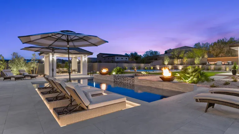 Luxury custom pool build at Las Vegas home.