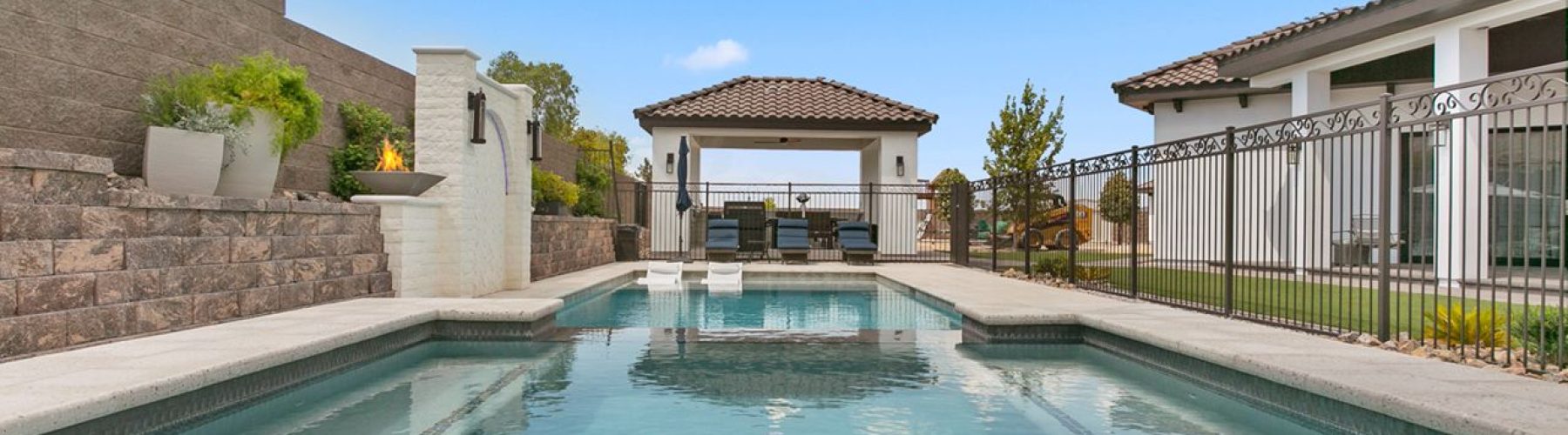 Pictured is new residential pool construction by H And H Pools LLC, a pool and spa builder based in Las Vegas, Nevada