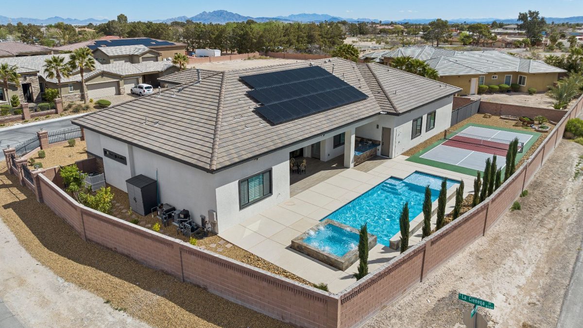 Pool in the backyard of a Las Vegas home