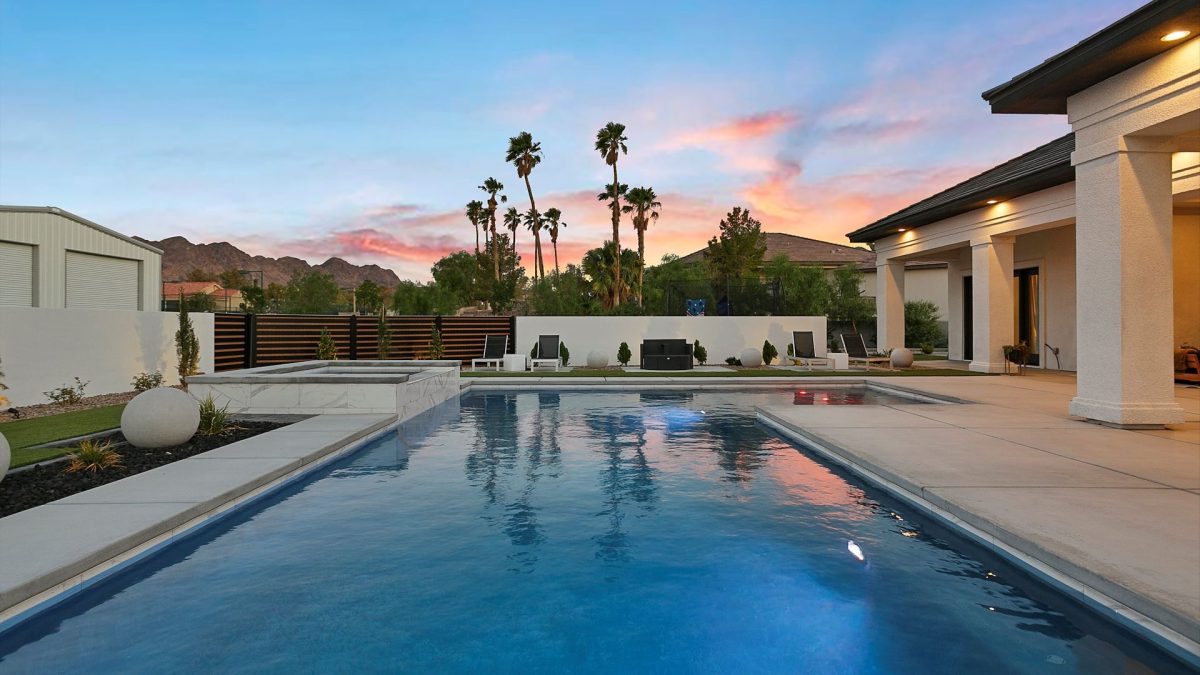 Large swimming pool outside a Las Vegas home.